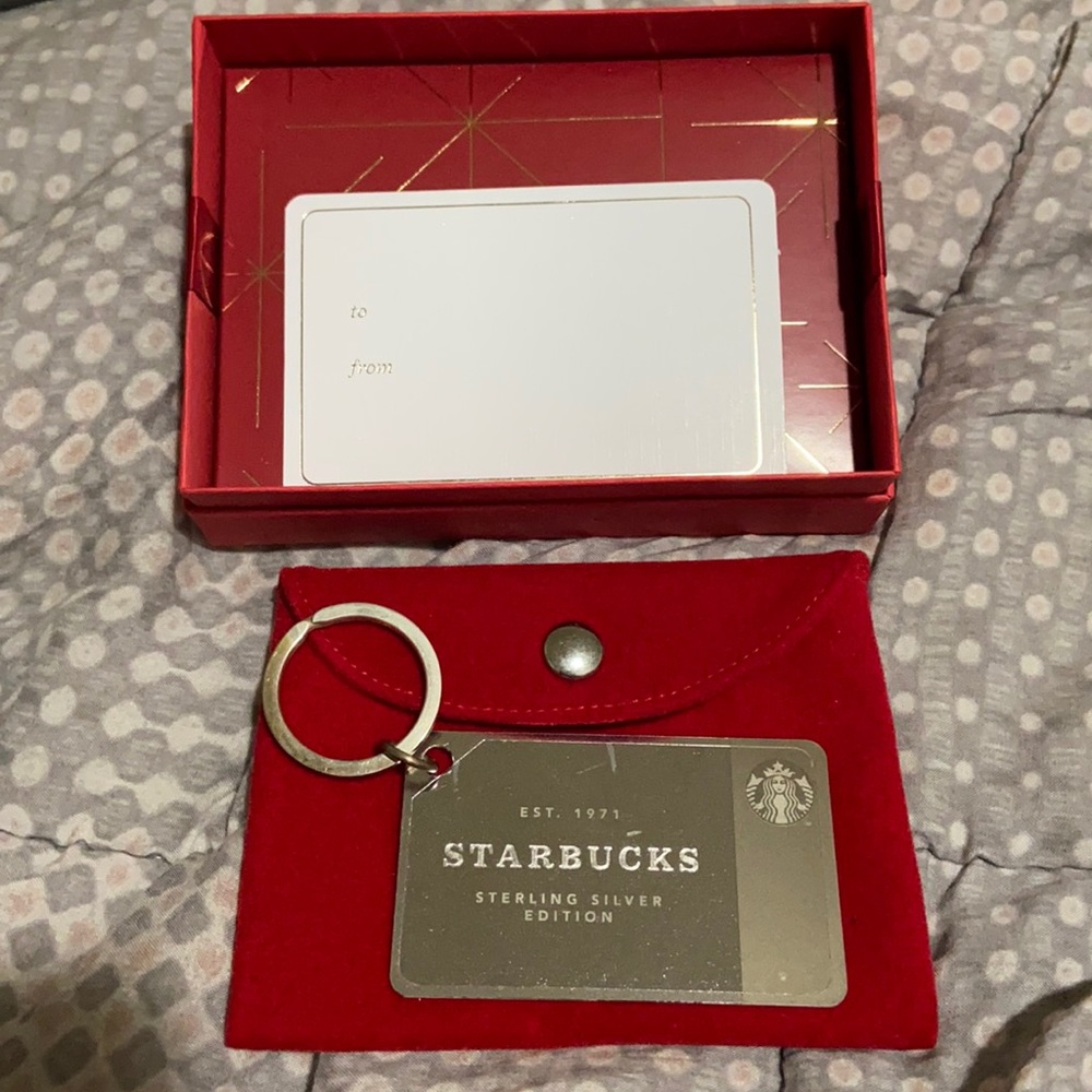 New Starbucks 2014 Sterling Silver Keychain Card